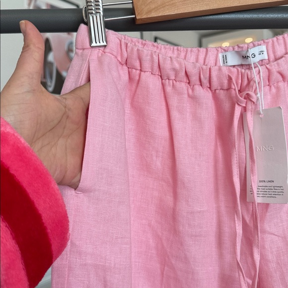 NWT Mango Soft Pink Linen Trousers SIZE M - Picture 4 of 11